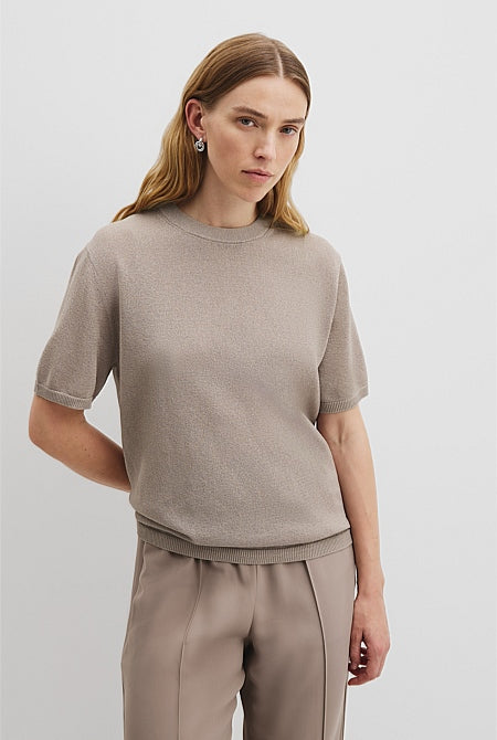 Fine Mesh Knit T-Shirt