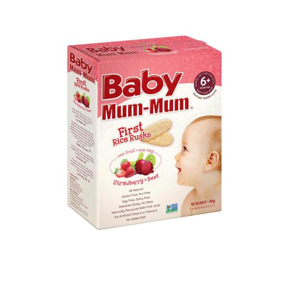 BABY MUM MUM FIRST RICE RUSKS STRAWBERRY & BEET 36G