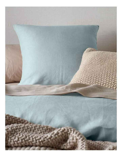 Sandy Cape Washed Belgian Linen Quilt Cover Set in Sky Blue