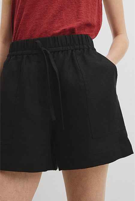 Organically Grown Linen Tie Detail Short