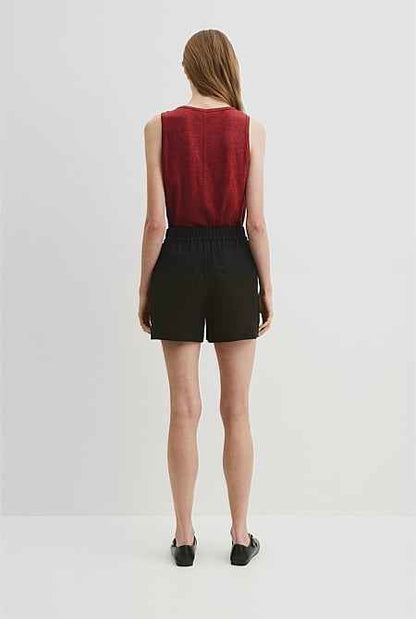 Organically Grown Linen Tie Detail Short