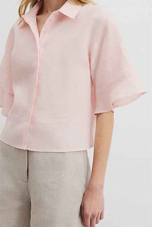 Organically Grown Linen Ruffle Detail Top