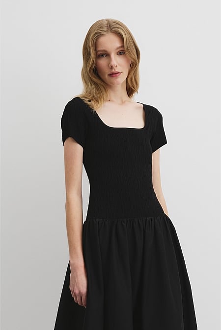 Mix Media Midi Knit Dress