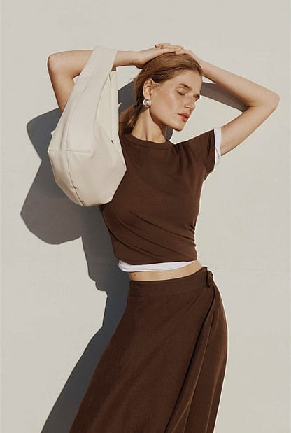 Organically Grown Linen Wrap Midi Skirt