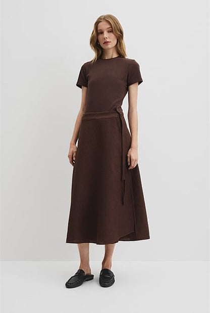 Organically Grown Linen Wrap Midi Skirt