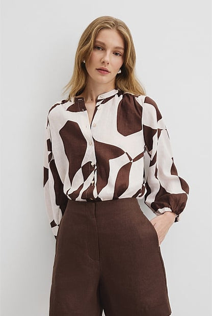 Organically Grown Linen Blouson Blouse