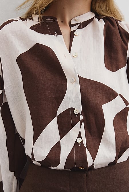 Organically Grown Linen Blouson Blouse