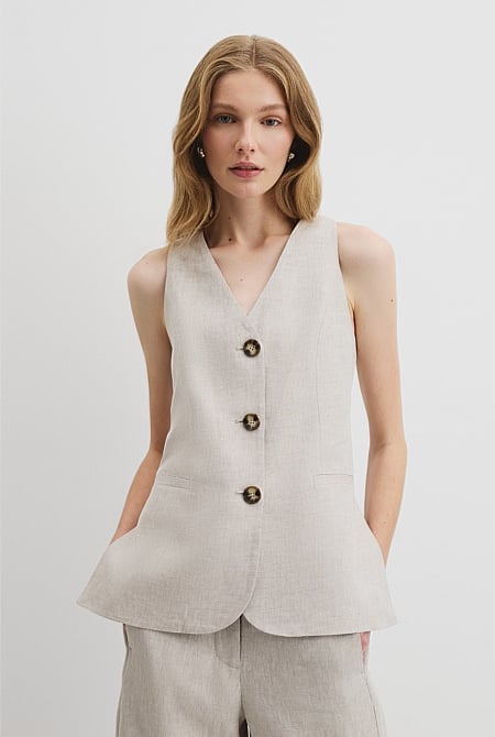 Organically Grown Linen A-Line Tailored Vest