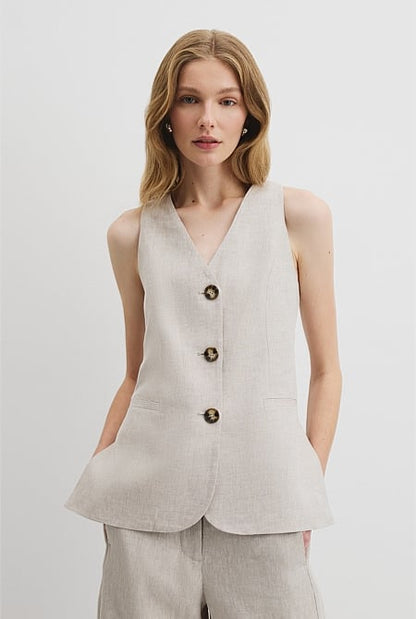 Organically Grown Linen A-Line Tailored Vest