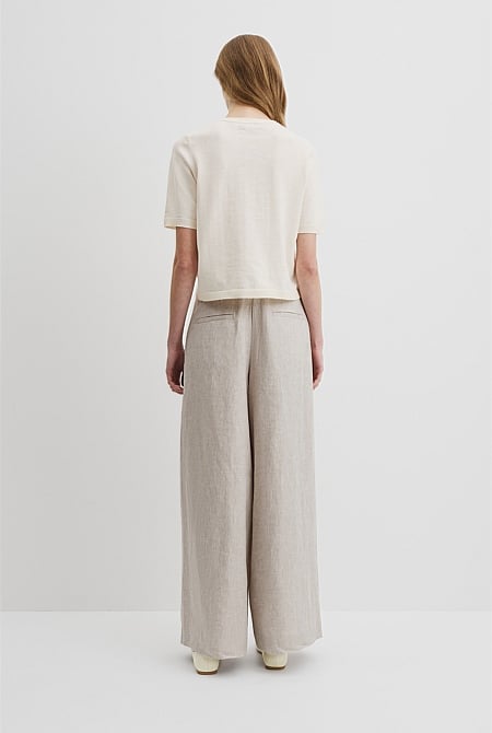 Organically Grown Cotton Linen Short Sleeve Knit T-Shirt