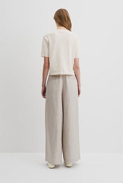 Organically Grown Cotton Linen Short Sleeve Knit T-Shirt