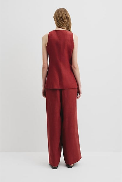 Organically Grown Linen A-Line Tailored Vest