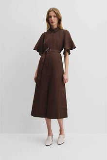 Organically Grown Linen Ruffle Detail Shirt Dress