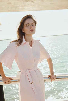 Organically Grown Linen Ruffle Detail Shirt Dress
