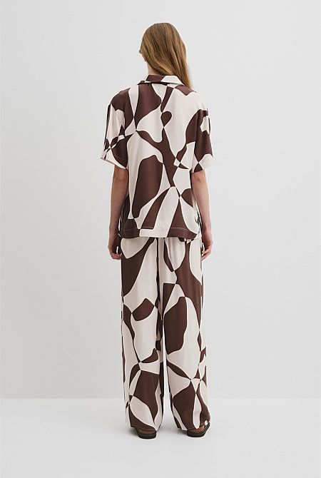 Print Short Sleeve Cupro Shirt