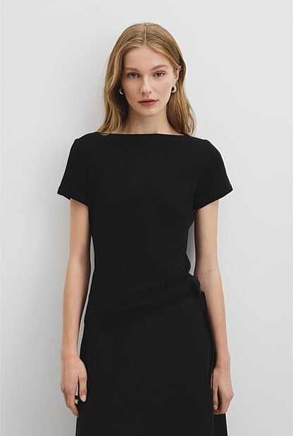 Australian Cotton Boat Neck Rib T-Shirt