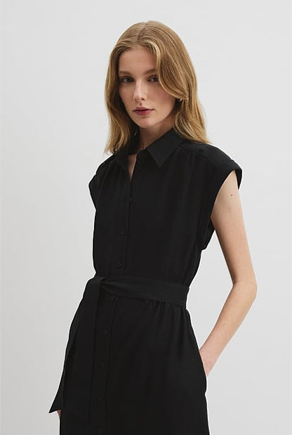 Organically Grown Linen Tiered Midi Dress