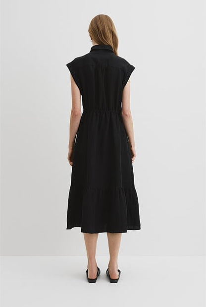 Organically Grown Linen Tiered Midi Dress