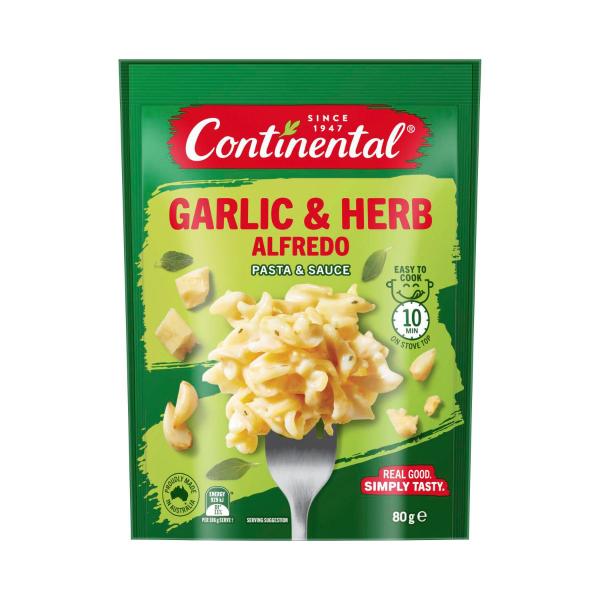 CONTINENTAL PASTA & SAUCE ALFREDO GARLIC & HERBS 80G