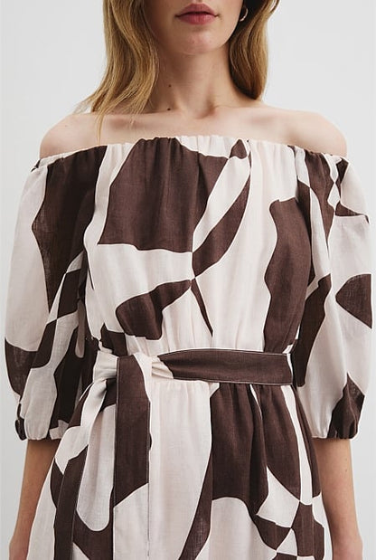 Organically Grown Linen Off-Shoulder Midi Dress