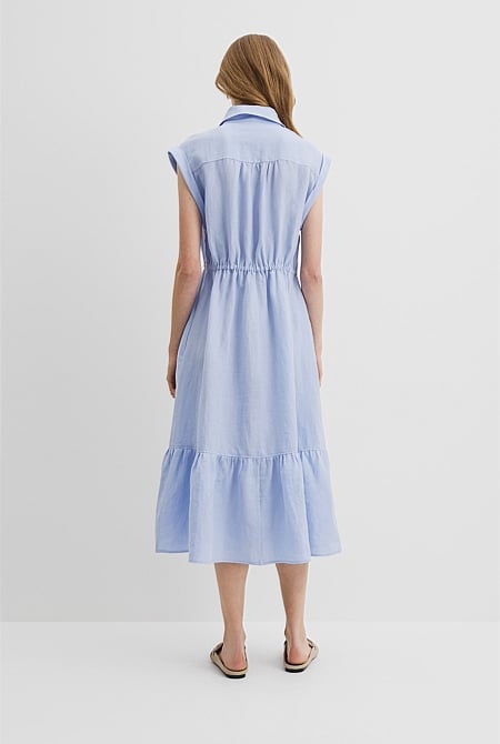Organically Grown Linen Tiered Midi Dress