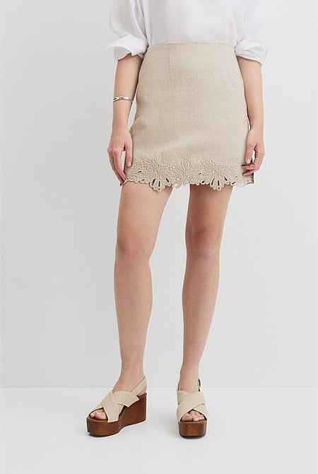 Linen Scalloped Skirt