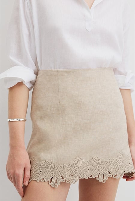 Linen Scalloped Skirt