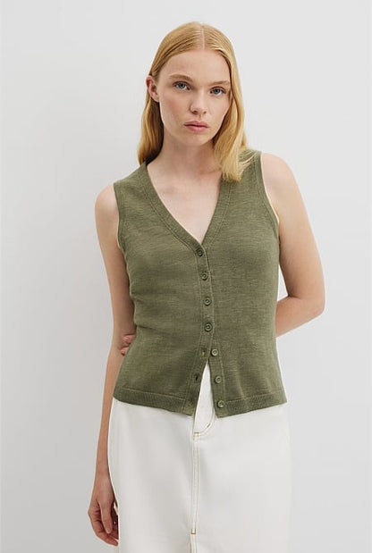 Organically Grown Cotton Linen Vest