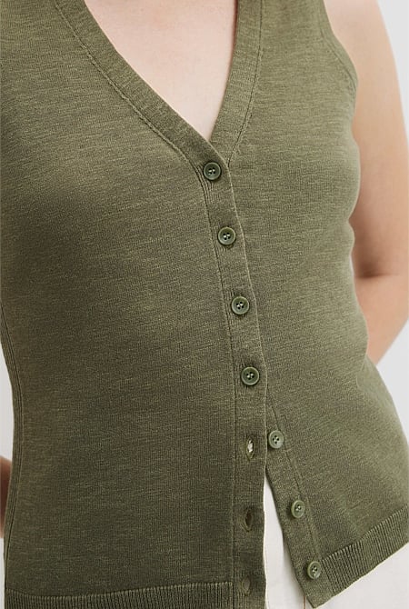 Organically Grown Cotton Linen Vest