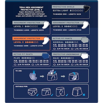 TENA Men Active Fit Absorbent Protector Level 3 Super 8 pack