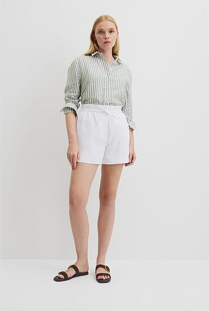 Organically Grown Linen Tie Detail Short