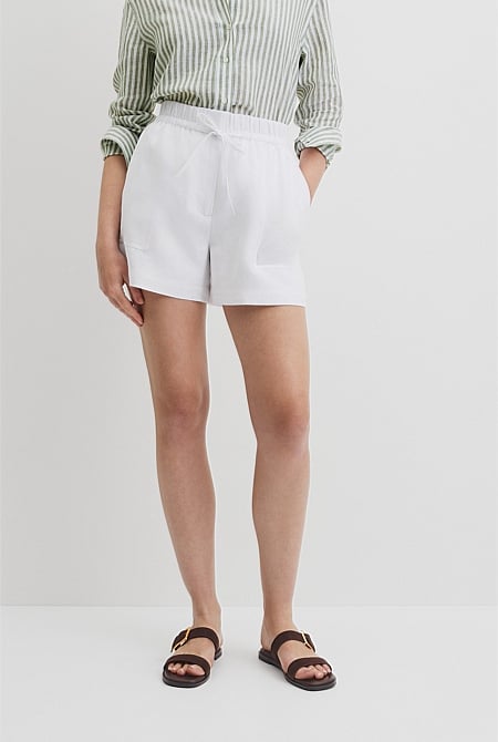 Organically Grown Linen Tie Detail Short