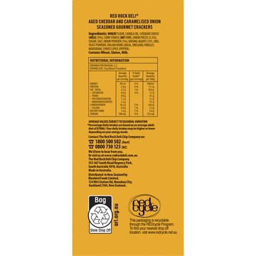 Red Rock Deli Gourmet Crackers Aged Cheddar & Caramelised Onion 130g