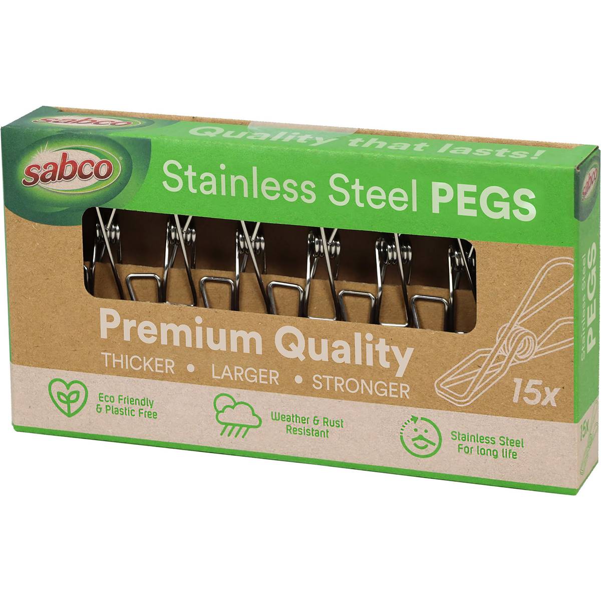 Sabco Stainless Steel Pegs 15 Pack