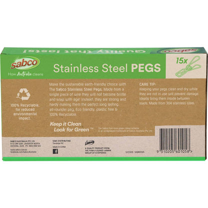 Sabco Stainless Steel Pegs 15 Pack