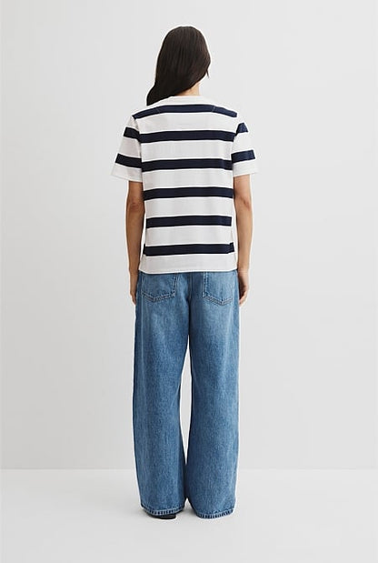Australian Cotton Stripe Heritage Embroidered T-Shirt