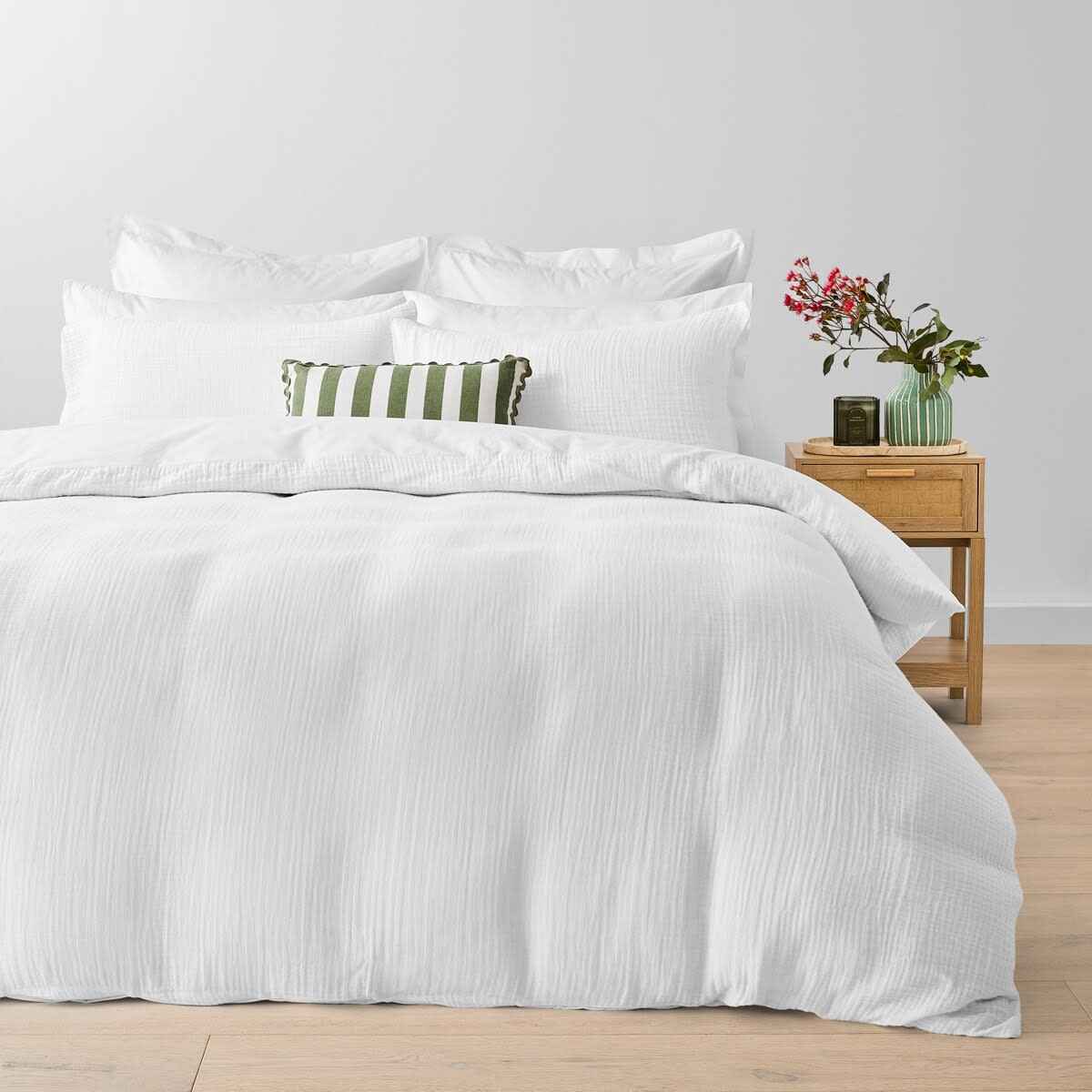 Muslin Cotton Quilt Cover Set - Queen Bed, White