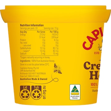 Capilano 100% Pure Australian Creamed Honey Tub 500g
