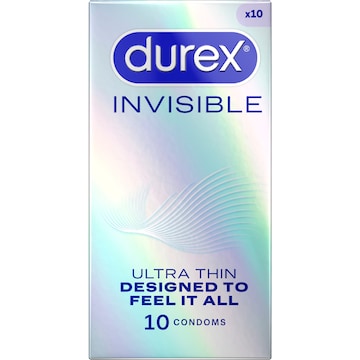 Durex Invisible Ultra Thin Regular Fit Condoms 10 pack