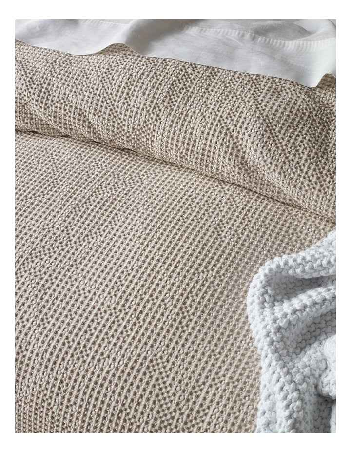 Beechworth Stonewashed Cotton Waffle Quilt Cover Set in Moonbeam