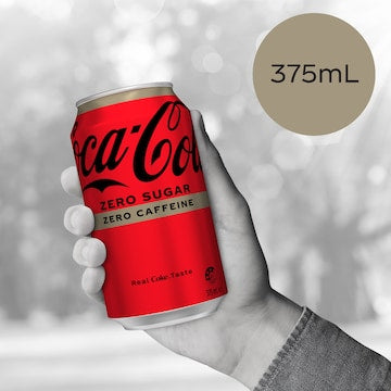 Coca-Cola Caffeine Free Zero Sugar Soft Drink Cans 375mL x 10 pack