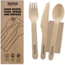 BioPak Wooden Cutlery With Napkin Set