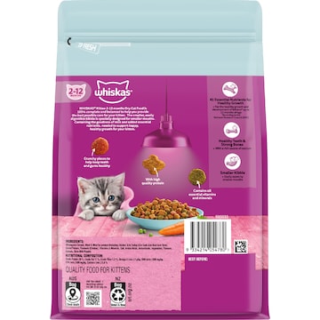 Whiskas Kitten 2-12 Months Dry Cat Food Chicken & Tuna Flavours 800g