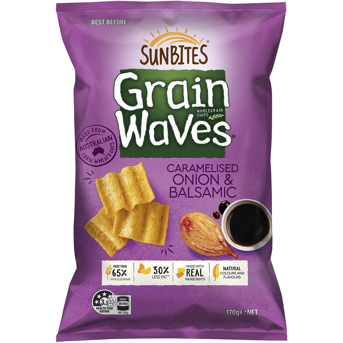 Sunbites Wholegrain Chips Share Pack Onion & Balsamic 170g
