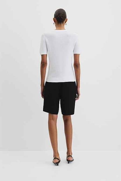 Waffle Short Sleeve Button Knit