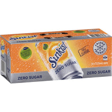 Sunkist Zero Sugar Orange Soft Drink Cans Multipack 375ml x 10 Pack
