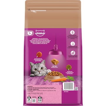 Whiskas Adult 1+ Years Dry Cat Food Beef & Lamb Flavours 1.8kg