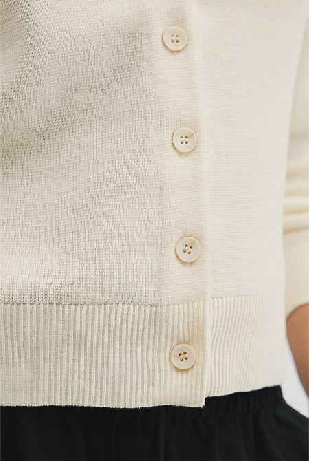 Organically Grown Cotton Linen Blend Knit Cardigan