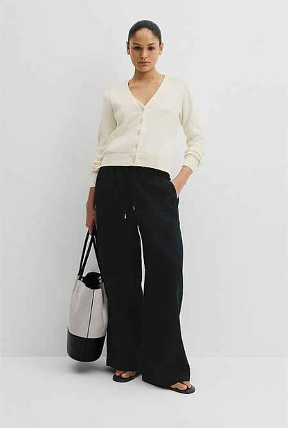 Organically Grown Cotton Linen Blend Knit Cardigan