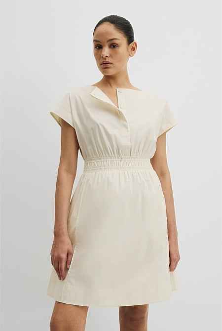 Australian Cotton Shirred Waist Mini Dress